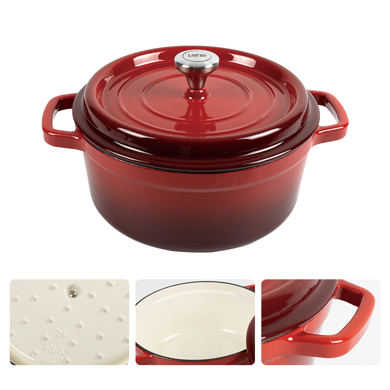 LUKIN Topf-Set aus emailliertem Gusseisen | Cherry red