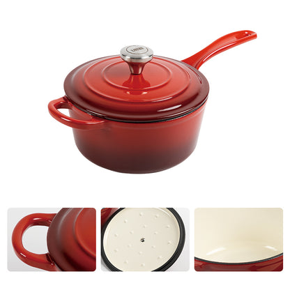LUKIN Topf-Set aus emailliertem Gusseisen | Cherry red