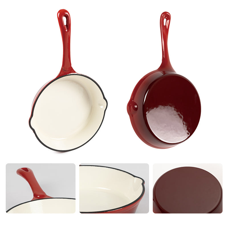 LUKIN Topf-Set aus emailliertem Gusseisen | Cherry red